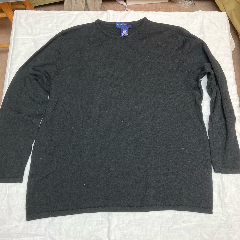 Charter Club Black Merino Wool Sweater 2x